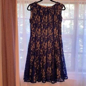 Danny and Nicole blue lace overlay dress